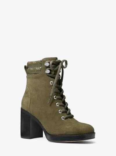 Michael Kors Outlet Lacy Block Heel Boot In Green