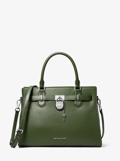 Michael Kors Outlet Landon Medium Leather Satchel In Green