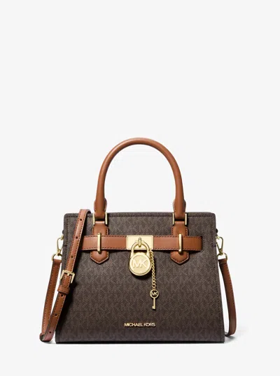 Michael Kors Outlet Landon Small Logo Satchel In Brown
