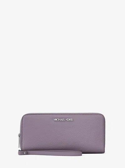 Michael Kors Outlet Large Pebbled Leather Continental Wallet In Purple