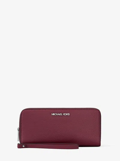 Michael Kors Outlet Large Pebbled Leather Continental Wallet In Red
