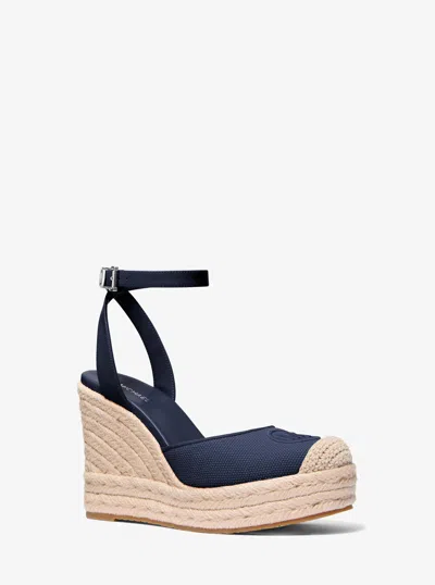 Michael Kors Outlet Larissa Cotton Canvas Espadrille Wedge In Blue