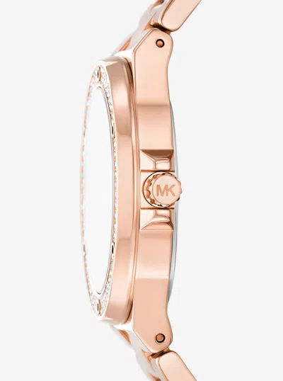 Michael Kors Outlet Lennox Pavé Rose Gold-tone Watch In Blue
