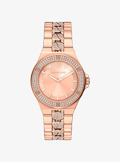 Michael Kors Outlet Lennox Pavé Rose Gold-tone Watch In Multi