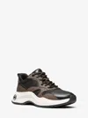 Michael Kors Outlet Levie Mixed-media Trainer In Brown