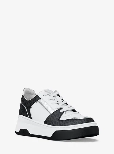 Michael Kors Outlet Lexi Mixed-media Sneaker In Black