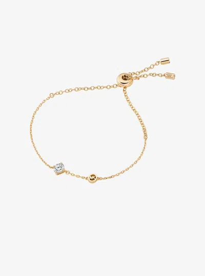 Michael Kors Outlet Logo & Cubic Zirconia Slider Bracelet In Gold