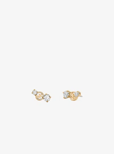 Michael Kors Outlet Logo And Cubic Zirconia Stud Earrings In Gold