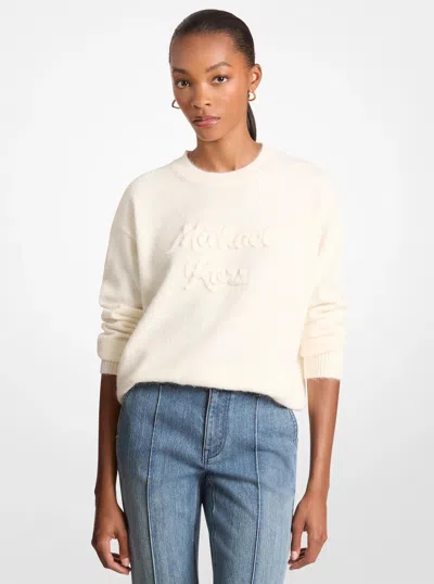 Michael Kors Outlet Logo Appliqué Knit Sweater In Beige