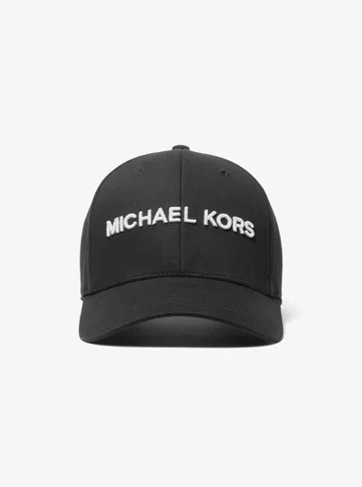 Michael Kors Outlet Logo Cotton Baseball Hat In Black