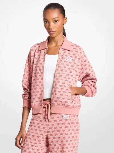 Michael Kors Outlet Logo Cotton Blend Zip-up Jacket In Pink
