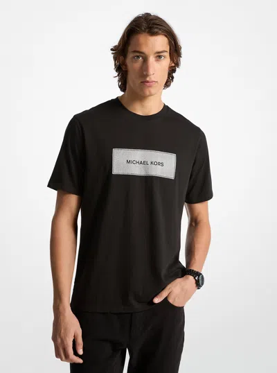 Michael Kors Outlet Logo Cotton T-shirt In Black