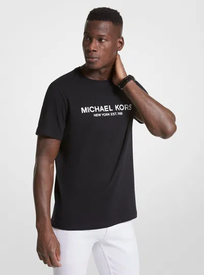 Michael Kors Outlet Logo Cotton T-shirt In Black