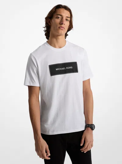 Michael Kors Outlet Logo Cotton T-shirt In White
