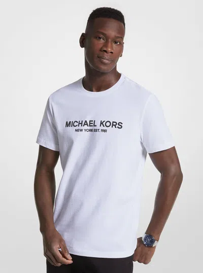 Michael Kors Outlet Logo Cotton T-shirt In White