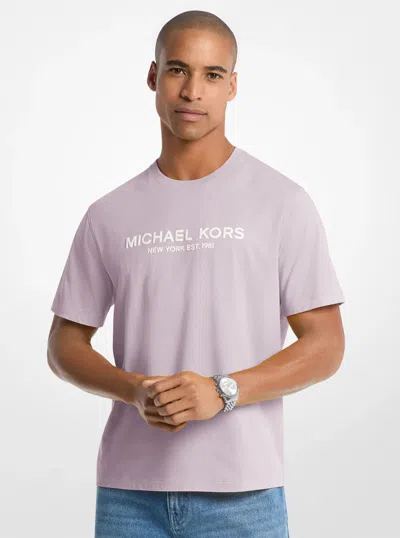 Michael Kors Outlet Logo Cotton T-shirt In Blue
