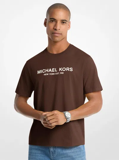 Michael Kors Outlet Logo Cotton T-shirt In Brown