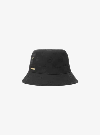 Michael Kors Outlet Logo Embossed Stretch Cotton Bucket Hat In Black