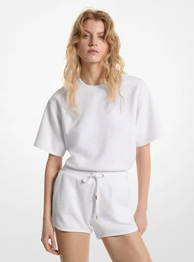 Michael Kors Outlet Logo Jacquard Knit Shorts In White