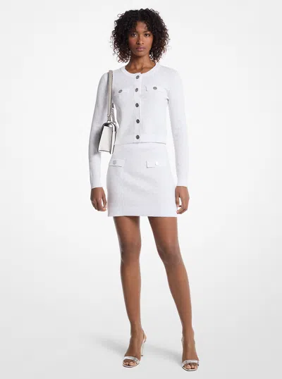 Michael Kors Outlet Logo Jacquard Knit Skirt In White