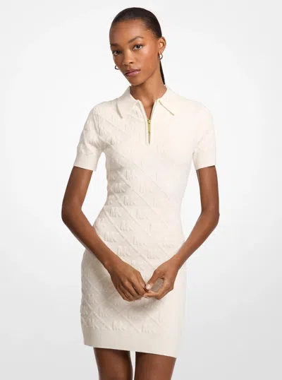 Michael Kors Outlet Logo Jacquard Polo Dress In White
