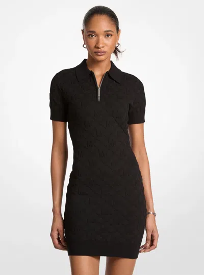 Michael Kors Outlet Logo Jacquard Polo Dress In Black
