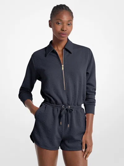 Michael Kors Outlet Logo Jacquard Romper In Blue