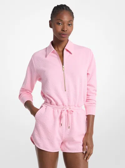 Michael Kors Outlet Logo Jacquard Romper In Pink