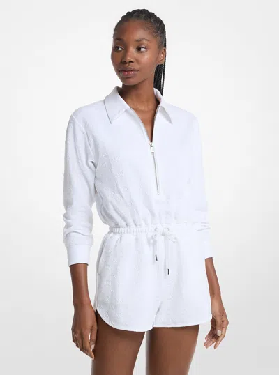 Michael Kors Outlet Logo Jacquard Romper In White