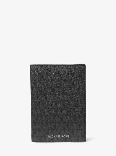 Michael Kors Outlet Logo Passport Wallet In Black