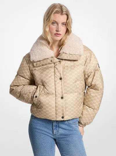 Michael Kors Outlet Logo Print And Sherpa Puffer Jacket In Multi