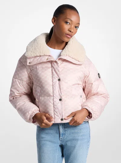 Michael Kors Outlet Logo Print And Sherpa Puffer Jacket In Multi