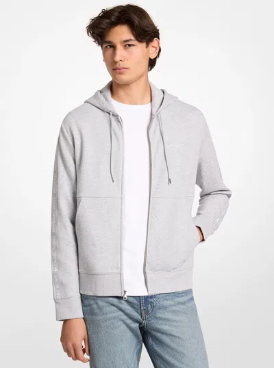 Michael Kors Outlet Logo Tape Cotton Blend Zip-up Hoodie In Grey