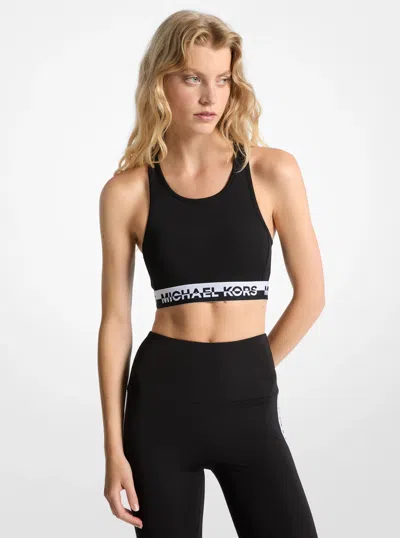 Michael Kors Outlet Logo Tape Sports Bra In Black