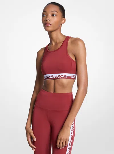 Michael Kors Outlet Logo Tape Sports Bra In Red