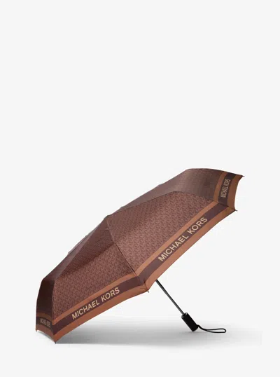 Michael Kors Outlet Logo Umbrella In Brown