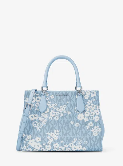 Michael Kors Outlet Marilyn Medium Printed Signature Logo Satchel In Multi
