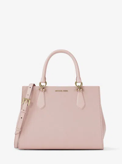 Michael Kors Outlet Marilyn Medium Saffiano Leather Satchel In Pink