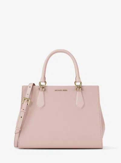 Michael Kors Outlet Marilyn Medium Saffiano Leather Satchel In Pink