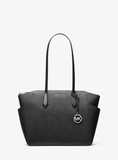 Michael Kors Outlet Marilyn Medium Saffiano Leather Tote Bag In Black