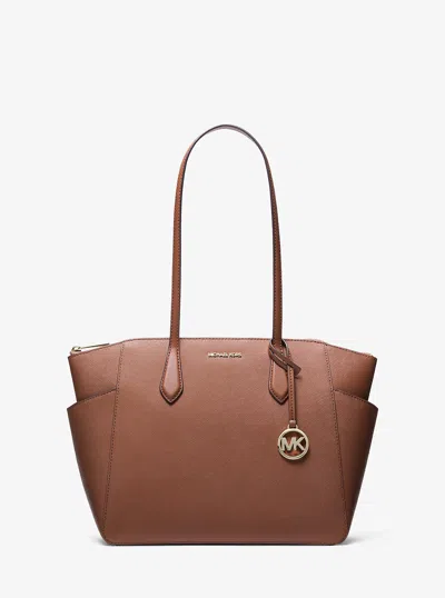 Michael Kors Outlet Marilyn Medium Saffiano Leather Tote Bag In Brown