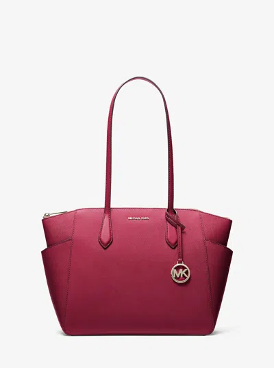 Michael Kors Outlet Marilyn Medium Saffiano Leather Tote Bag In Red