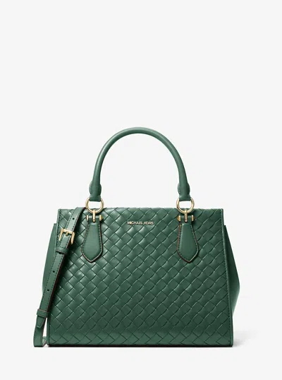 Michael Kors Outlet Marilyn Medium Woven Satchel In Green