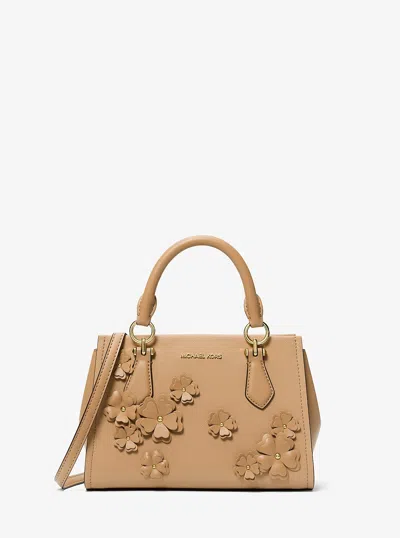 Michael Kors Outlet Marilyn Small Floral Embellished Satchel In Brown