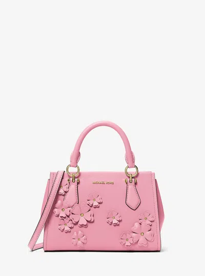 Michael Kors Outlet Marilyn Small Floral Embellished Satchel In Red