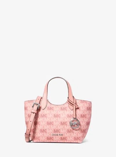 Michael Kors Outlet Maya Extra-small Signature Logo Crossbody Bag In Pink
