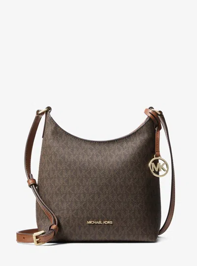 Michael Kors Outlet Maya Small Signature Logo Crossbody Bag In Brown