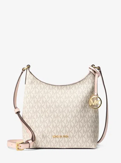 Michael Kors Outlet Maya Small Signature Logo Crossbody Bag In Pink