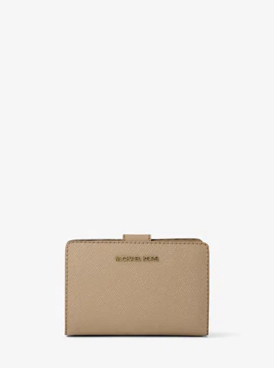 Michael Kors Outlet Medium Crossgrain Leather Wallet In Brown