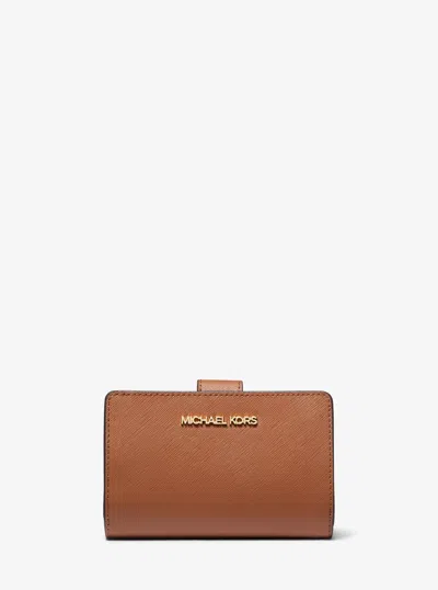 Michael Kors Outlet Medium Crossgrain Leather Wallet In Brown
